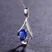 925 Sterling Silver Oval Ruby Zircon Pendant Necklace for Women